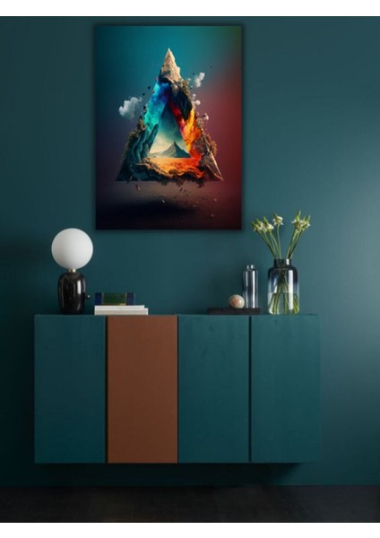 Dört Element Tablosu Salon Oturma Odası Ofis Için Dekoratif Dijital Baskı 4 Element Hd Baskı Kanvas Tablo