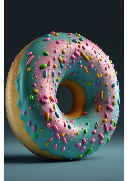 Donut Makaron Mutfak Pastahane Ve Kafelere Asmalık Hd Baskı Kanvas Tablo