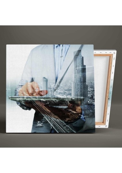 Emlak Ofisi Real Estate Şehir Manzarası City View Hd Baskı Kanvas Tablo