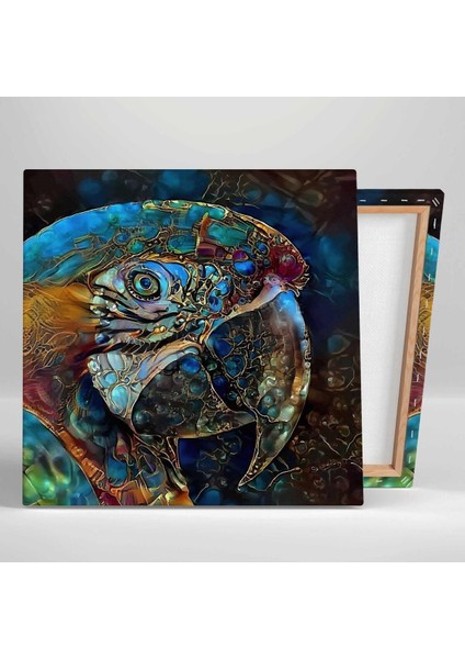 Etnik Desenlerden Oluşan Mavi Macaw Papağanı Doğa Nature Kare Hd Baskı Kanvas Tablo fiyatları