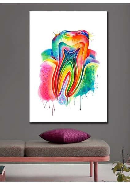 Özel Renklendirme Kök Diş,Dent,Dişçi,Ortodonti,Diş Hekimi Hd Baskı Kanvas Tablo