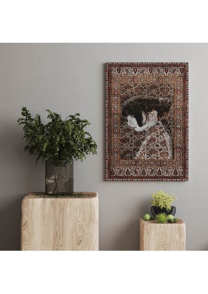 Hd Baskı Kanvas Tablo 1131 Nf Haki Kahve Kahküllü Kadın Yüzü Fıgürlü 170
