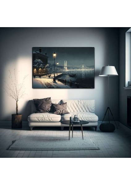 Kar Manzaralı Istanbul Hd Baskı Kanvas Tablo