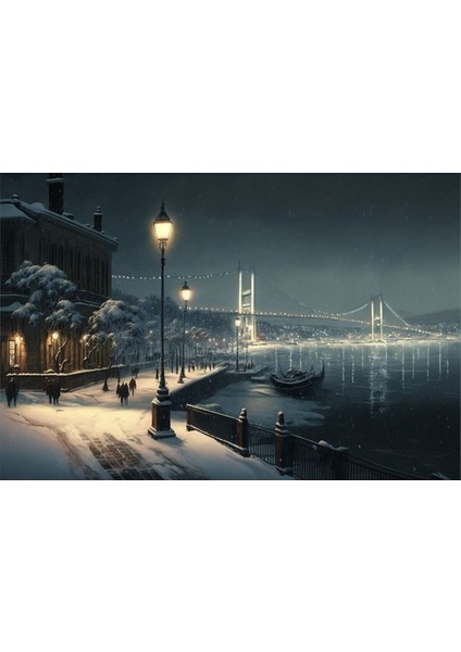 Kar Manzaralı Istanbul Hd Baskı Kanvas Tablo