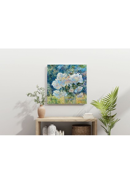 Yağlı Boya Görünümlü Mavi Çiçek Dekoratif Hd Baskı Kanvas Tablo modelleri