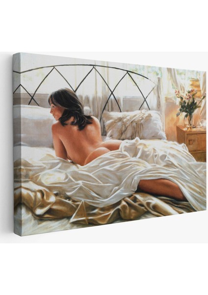 Yataktaki Güzel Kadın Dekoratif Duvar Tablosu-6607 modelleri