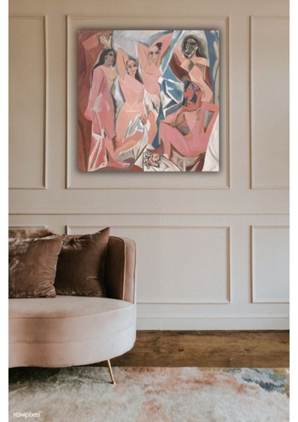 Dekoratif Pablo Picasso - Les Demoiselles Davignon Duvar Hd Baskı Kanvas Tablo