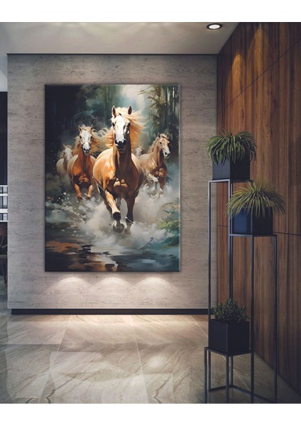 Koşan At Atlar Hd Kalite Dekoratif Hd Baskı Kanvas Tablosu