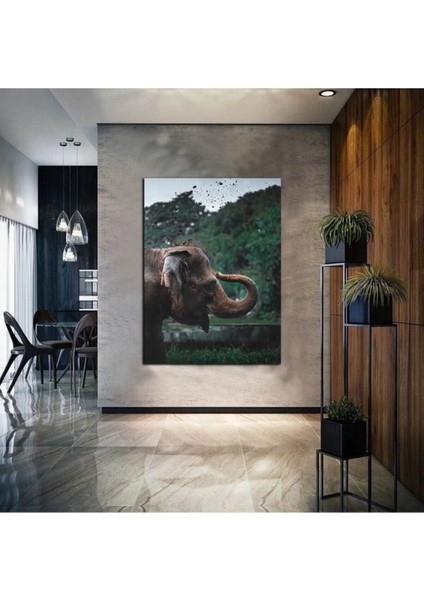 Yağlı Boya Efektli Soyut Fil Tablosu 11 Harikabirev