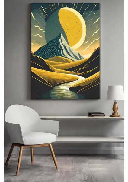 Soyut Manzara Illustrasyon Hd Baskı Kanvas Tablo - Duvar Tablosu - Canvas Tablo Duvar Dekorasyonu