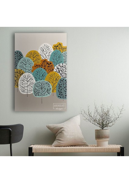 Exclusive Modern Soyut Şık Ağaç Desenli Dekoratif Hd Baskı Kanvas Tablo