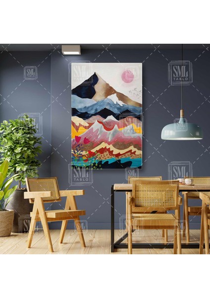Soyut Dağ Manzarası Sürreal Doğa Nature Modern Dikey Kanvas Tablo