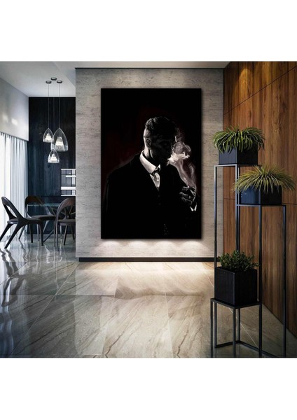 Tommy Shelby Sigara Dumanı Poster Peaky Blinders Dikey Hd Baskı Kanvas Tablo