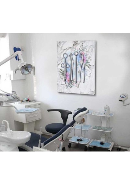 SRDT20 - Dişçi Aletleri, Diş Hekimi, Diş Doktoru, Diş Hastanesi, Diş Kliniği Hd Baskı Kanvas Tablo