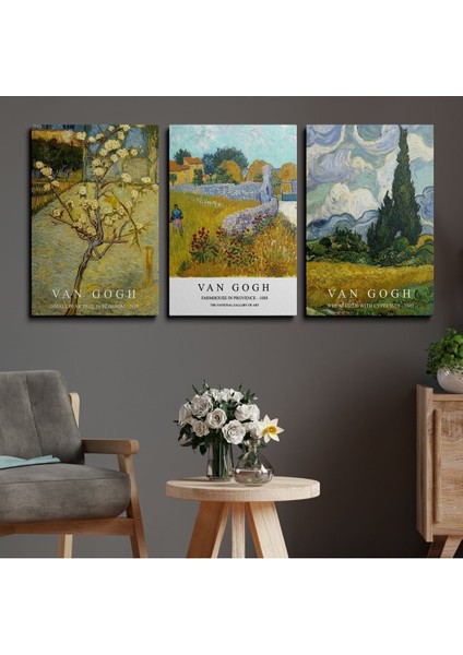 3'lü Set Kanvas Duvar Tablosu Canvas Tablo Boho Klasik Modern Eu 205