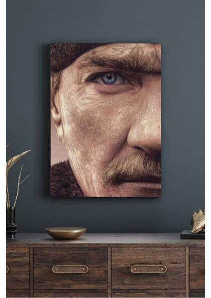 Mavi Gözler Atatürk Dekoratif Hd Baskı Kanvas Tablosu