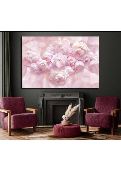 Yağlı Boya Görünümlü Çiçek Modelli Dekoratif Şık Hd Baskı Kanvas Tablo