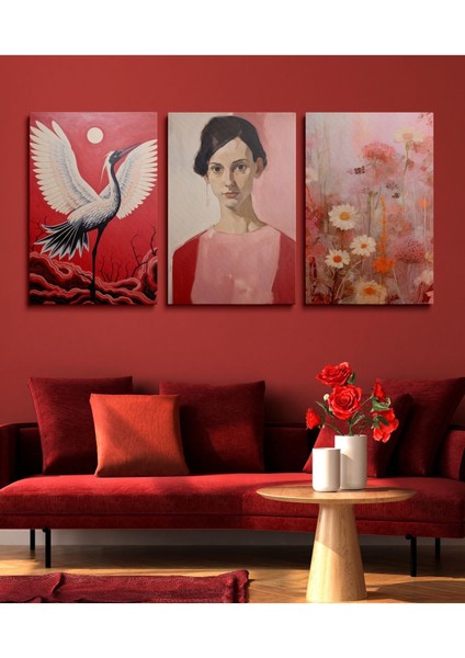 3'lü Set Kanvas Duvar Tablosu Canvas Tablo Boho Klasik Modern Eu 406