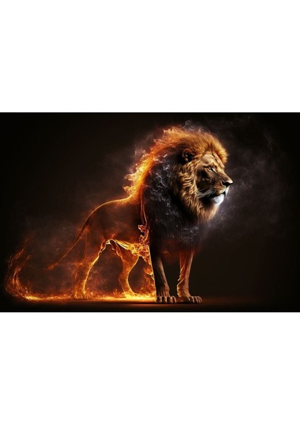 Aslan Temalı Hd Baskı Kanvas Tablo