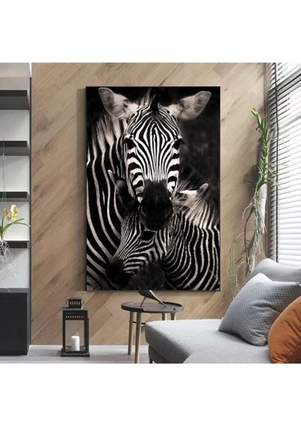 Dekoratif Zebra Hd Baskı Kanvas Tablo