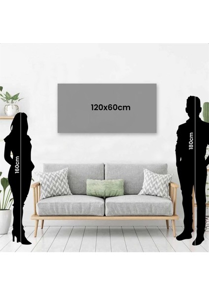 Dekoratif Soyut Altın Geyikli Yaprak Sürreal Kanvas Duvar Tablosu 120X60CM Büyük Boy Tablo