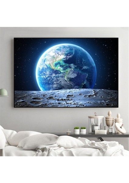 Moon & Earth Hd Baskı Kanvas Tablo