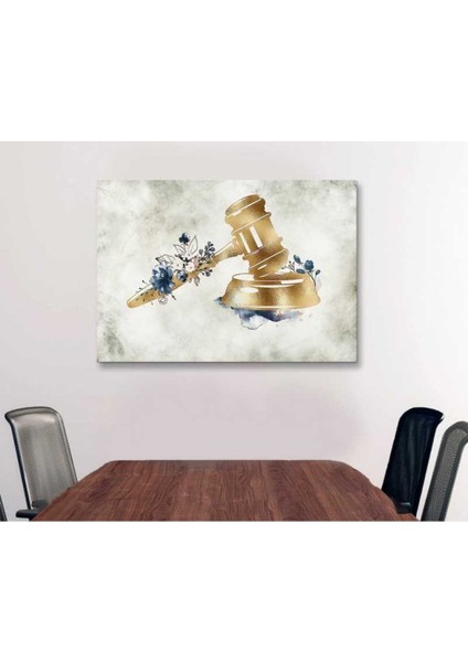 Yağlı Boya Görünümlü Hakimin Çekici, Adalet, Hukuk Bürosu, Avukat Hd Baskı Kanvas Tablo