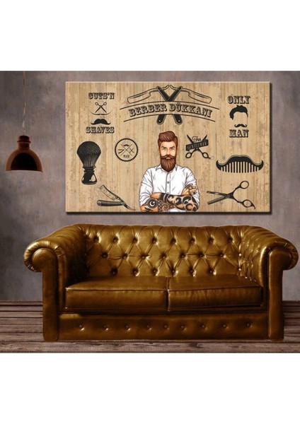 Erkek Berberi Berber Malzemeleri Içeren Kuaför Tablosu V2 DKMR206 - 70X100CM