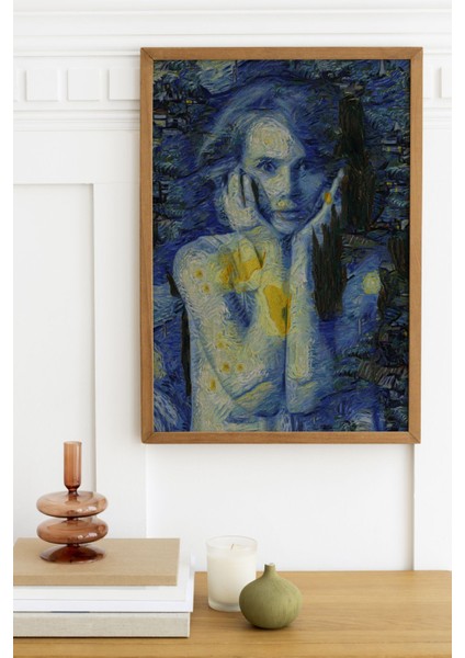 Van Gogh Tarzı Kadın Çizimi Hd Baskı Kanvas Tablo