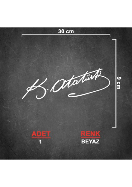 Atatürk İmza Sticker - Kemal Atatürk Sticker - Kemal Atatürk İmza Sticker - Atatürk Sticker - Oto Sticker - Araba Sticker - Araç Sticker