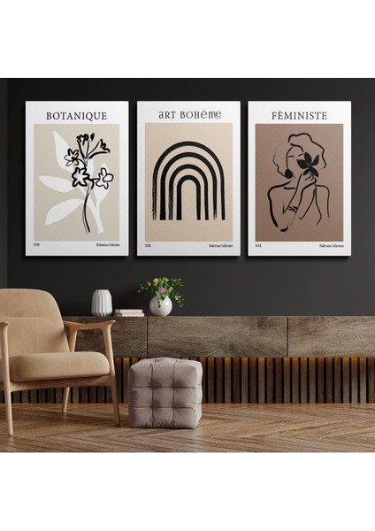 3'lü Set Kanvas Duvar Tablosu Canvas Tablo Boho Klasik Modern Eu 196