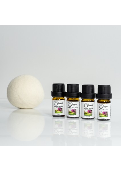 Woolyball Natural Çamaşır Kurutma Makinası Için Uçucu Esanslar 4 Adet 5 ml (1 Adet Yün Kurutma Topu Hediye)
