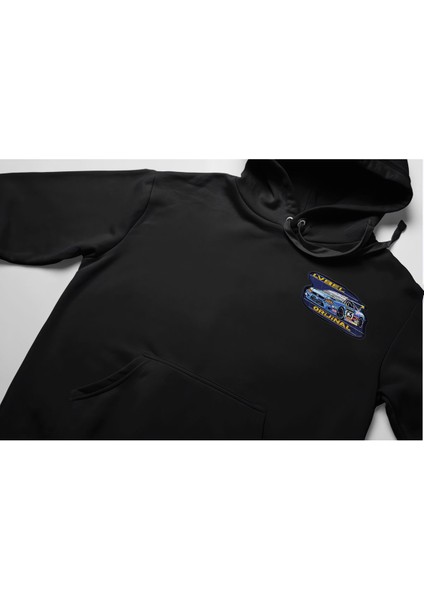 Minimal Baskılı Kalın Pamuklu Oversize Siyah Sweatshirt