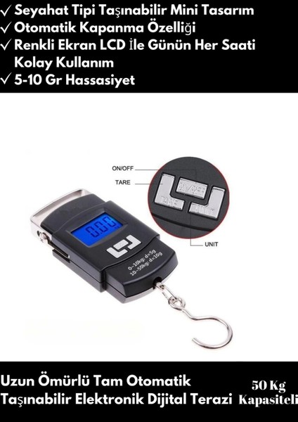 Dijital 50 kg Kapasiteli El Tartısı Dijital Renkli LCD Ekranlı Kantar Terazi