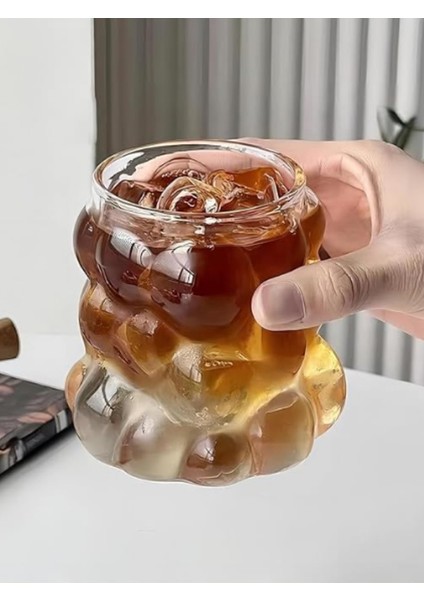 Borosilikat Üzüm Şekilli Kahve Sunum Bardağı + Cam Pipet - Şık ve Dayanıklı Tasarım