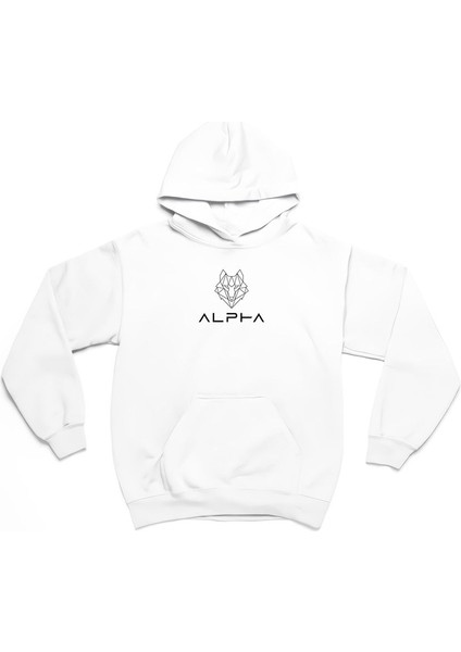 Alpha Kurt Baskılı Kalın Pamuklu Oversize Siyah Sweatshirt