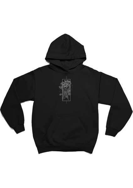 Gül Çizim Baskılı Oversize Premium Sweatshirt Hoodie