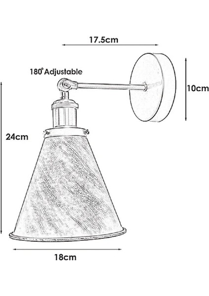Vintage1,Rustik1 Fırçalı Gri Patinalı Eskitme Mafsallı Hareketli Başlık Metal Duvar Aplik fırsatları