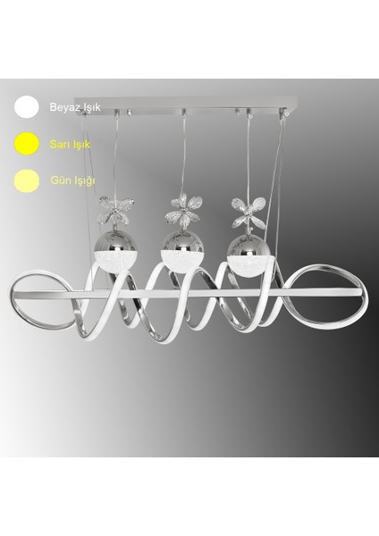 Tt314-3tpl-Ym-Kr Tt Aydınlatma Büyük Sarmal Modeli Yemek Masası Krom Kaplama Led Avize