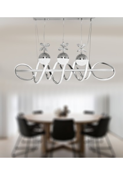 Tt314-3tpl-Ym-Kr Tt Aydınlatma Büyük Sarmal Modeli Yemek Masası Krom Kaplama Led Avize modelleri