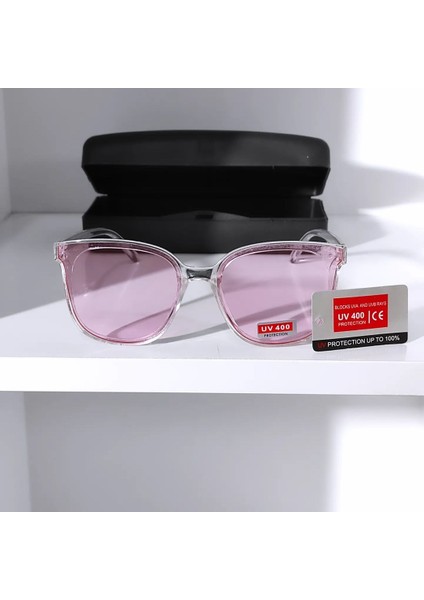 Ayel Glasses Kare Kadın Güneş Gözlüğü Pembe Şeffaf