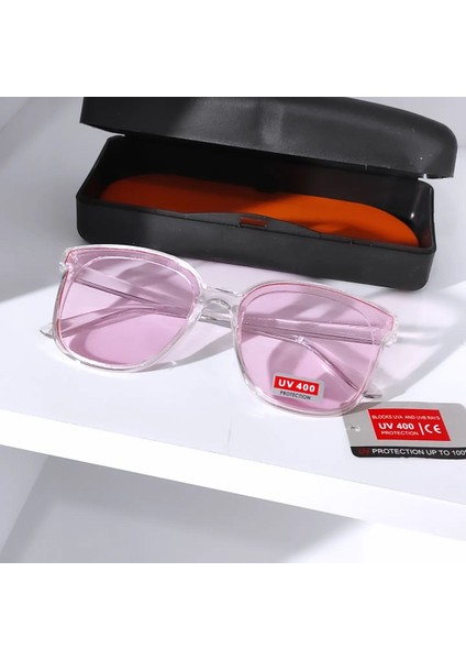 Ayel Glasses Kare Kadın Güneş Gözlüğü Pembe Şeffaf