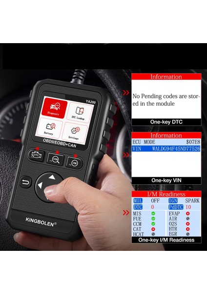 Obd2 Tarayıcı Araç Hata Kod Teşhis Aracı Motor Kod Okuyucu Dtc Arama Testi Kıngbolenya200