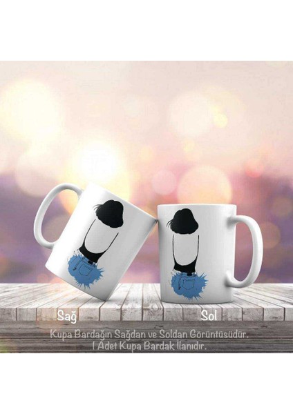 Çizim- Sırtı Dönük Kız Kupa Bardak - Hediyelik