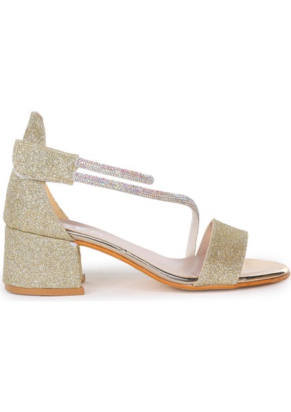 Pisar Günlük Kız Çocuk 5 cm Topuklu Sandalet Abiye Ayakkabı Altın modelleri