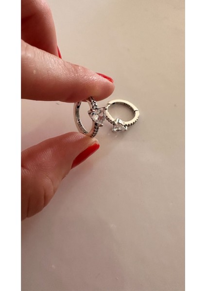 Işıltılı Kalpli Halka Küpeler modelleri