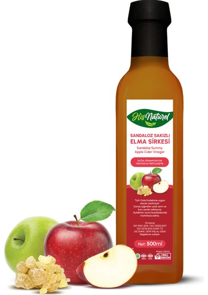 Organik Yıllanmış Sandaloz Sakızlı Yeşil Elma Sirkesi Doğal Fermantasyon 3'lü Set 3 x 500 ml fiyatları