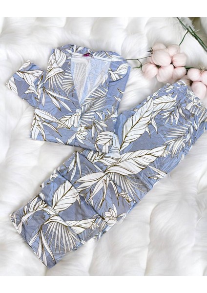 Gömlek Yaka Düğmeli Modal Kumaş Pijama Takımı