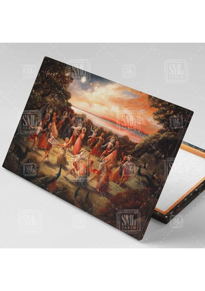 Dans Eden Hintli Kızlar Rasa Lila Dans Of Radha Krishna Yatay Kanvas Tablo