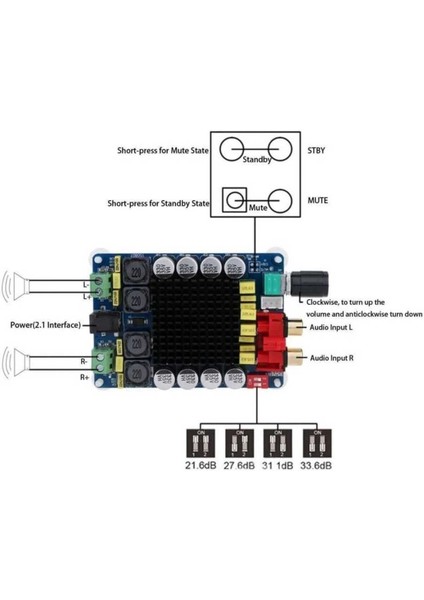 Soylu Elektronik TDA7498 Amfi Dijital Güç Amplifikatörü 2*100W Araç Ev Güç Amfisi